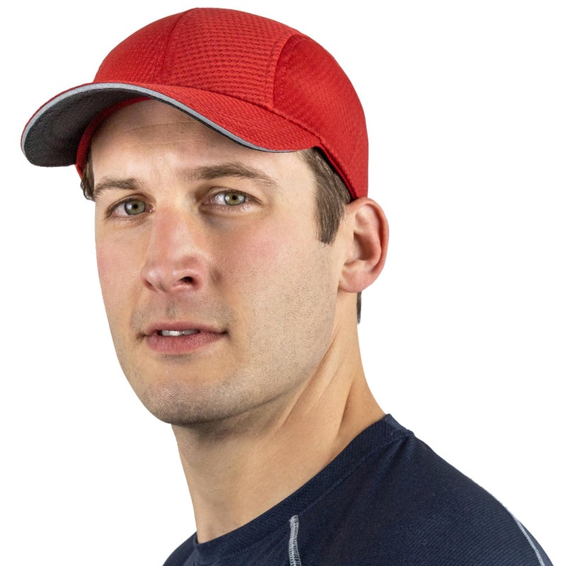 TrailHeads Performance Mens Running Hat - Lightweight, Quick Dry Workout Hats for Men - Athletic Sports Cap for Tennis, Gym Red - Image 1